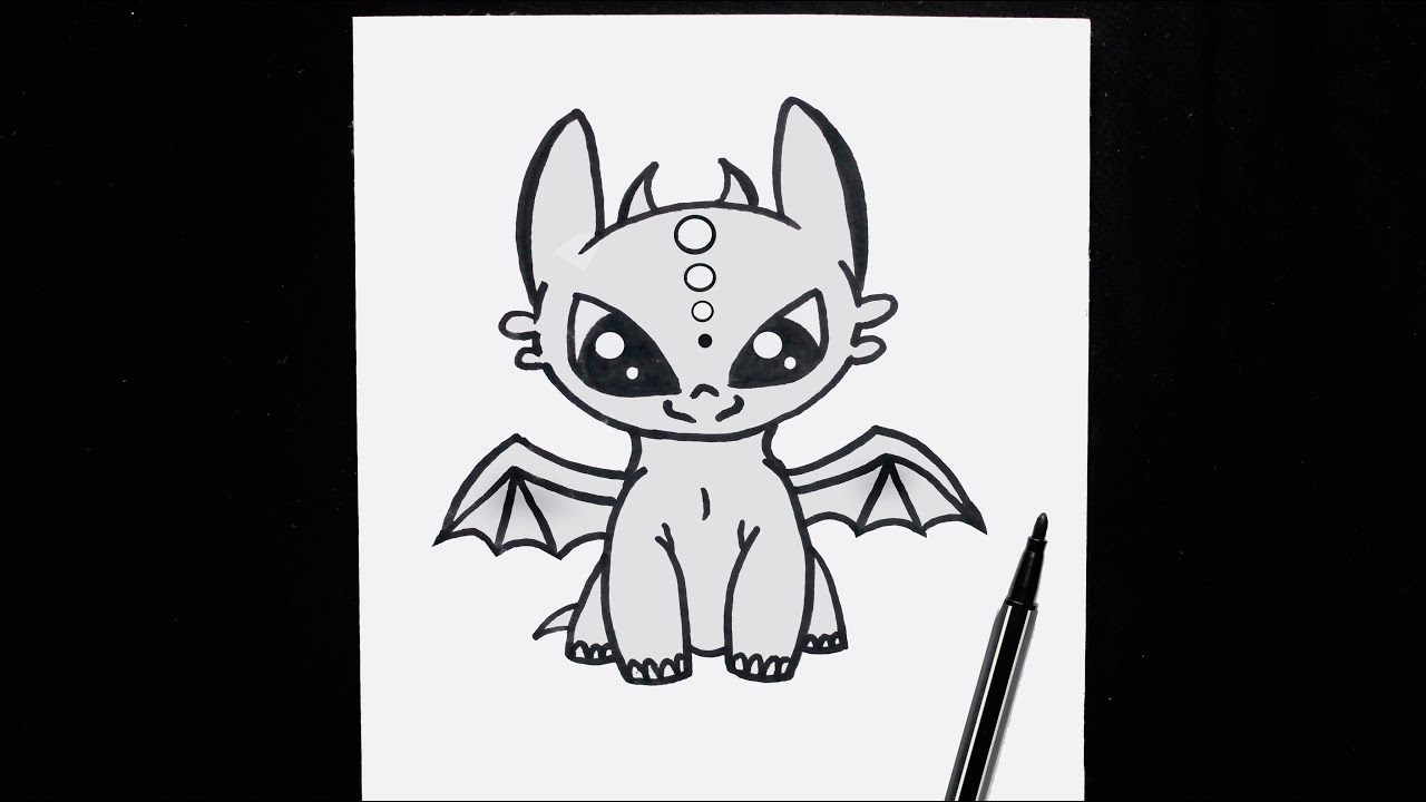 how to draw a cartoon baby dragon