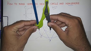 Isometric view of circle and hemisphere and sphere