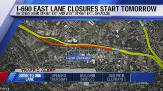 Part of I-690 East to be reduced to one lane this week