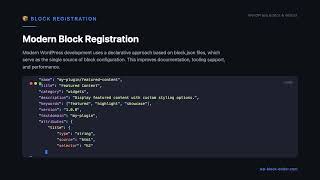 1.1. Modern Block Registration. WordPress