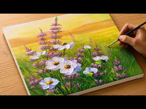 Satisfying Wildflower Painting 🌸 Relaxing Acrylic Art Anyone Can Paint