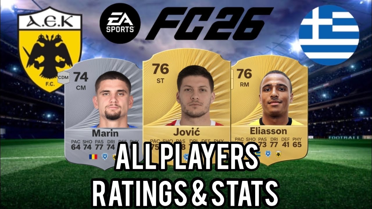 Οι παίχτες της ΑΕΚ στο #FC26 🦅🟡 Ratings & Stats - YouTube