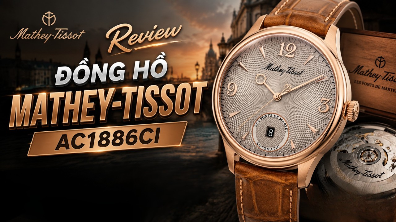  Review Đồng Hồ Mathey-Tissot AC1886CI: Mặt Số Kem – Nâu Với Họa Tiết Guilloche Đồng Tâm, Swiss Made