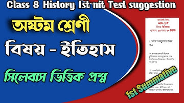 Class 8 History 1st unit test suggestion 2022||Class viii History 1St Unit Question paper 2022
