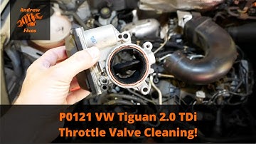 P0121 throttle position sensor implausible signal - VW Tiguan 2.0 TDi - throttle valve cleaning