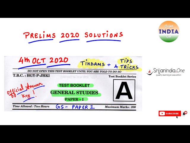 GS Paper 1 ( GS ) - UPSC CSE 2020 - Srijan India One class=