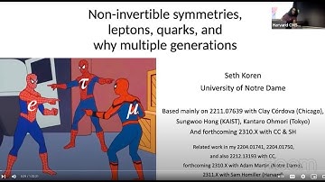 Seth Koren (Notre Dame) Non-invertible symmetries, leptons, quarks & why multiple generations @ CMSA