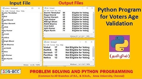 Voters Age Validation using Files |  Python | Step by Step Explanations |  PSPP | GE3151 | Tamil