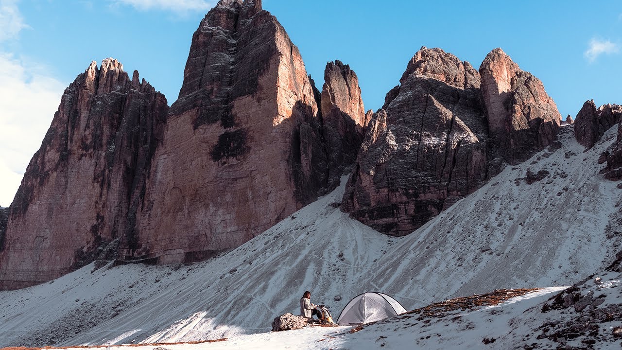 Тихий поход и снежный кемпинг в Доломитах — ведомые ветром природы | ASMR