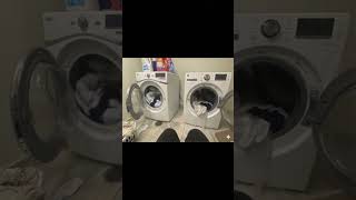 Sophia the GE washer washing clothes and Galileo the Whirlpool Duet dryer drying clothes AI!