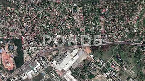 Zoom in from space and focus on Lusaka, Zambia. 3D Animation. Background for travel intro.