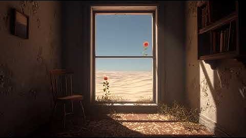 a cozy room surrounded by a barren