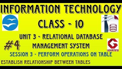 Establish relationship between tables|Session 3 Perform operations on table|Unit 3 RDBMS|Class 10 IT