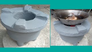 Making simple concrete charcoal stove from cement ,sand,plastic pot.