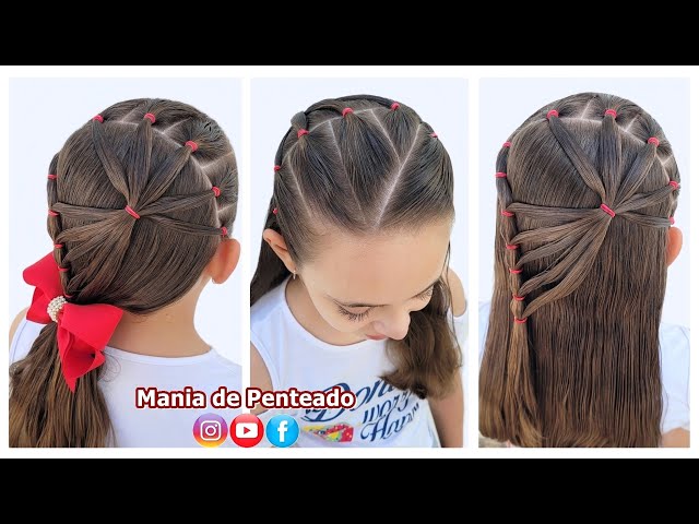 Penteado Infantil Fácil com Elásticos Coloridos  Easy Hairstyle with  Colorful Elastics for Girls 🌈🥰 