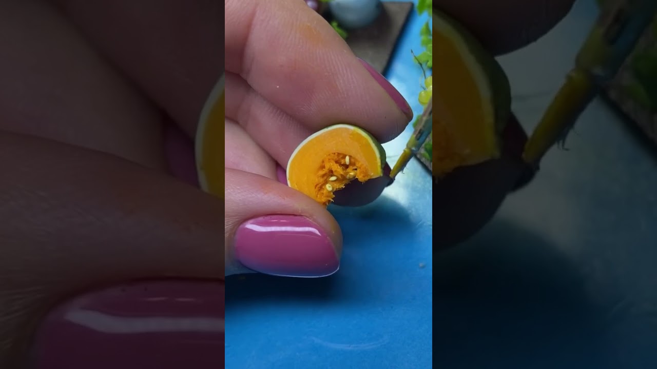 Miniature pumpkin with polymer clay and air dry clay🍁miniature kitchen set