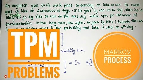 Markov process using transitional probability matrix(tpm) | Long run | Part-2 | Mathspedia |
