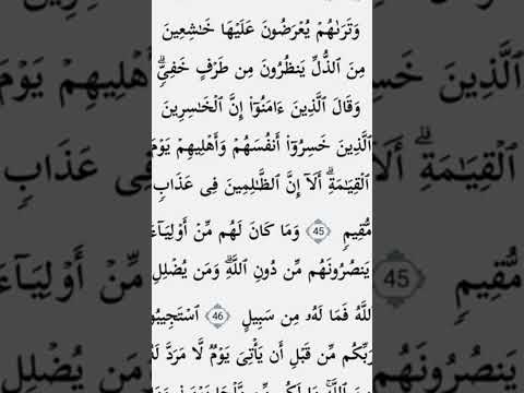وتريهم يعرضون عليها خشعين من الذل ينظرون من طرف خفي