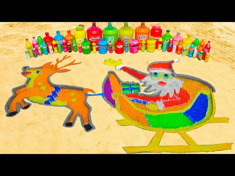 How to make Rainbow Santa on Reindeer Sleigh with Orbeez, Fanta, Coca Cola, Mentos & Popular Sodas