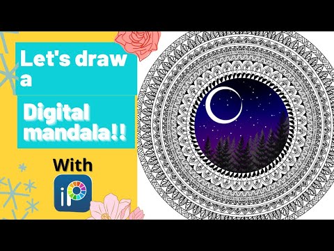 how to draw a digital mandala with nature|ibis paint x tutorial for beginners