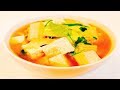 Китайская кухня.  Суп из тофу с говядиной и пекинской капустой