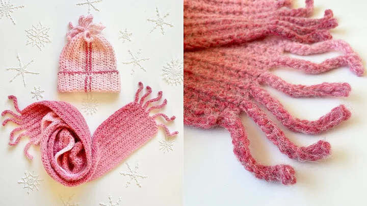 Crochet Caron O’go Halo Rose Gold Hat and Scarf with @sugarjoye