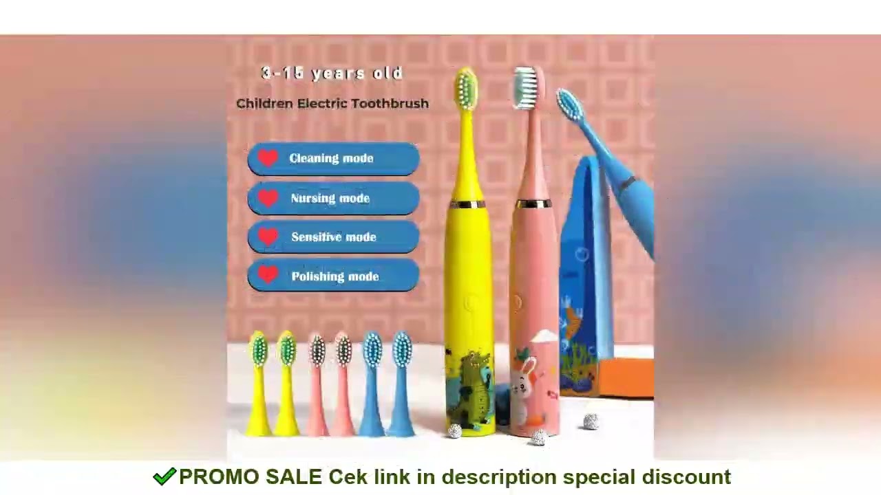 Children's Electric Toothbrush Kid Cartoon Ultrasonic Sonic Electric Toothbrush with 5 Replacement H