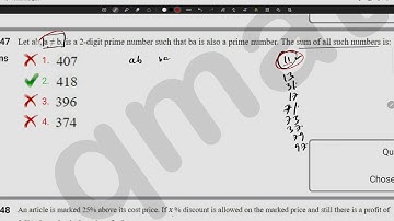 Let ab, a≠b, is a 2-digit prime number such that ba is also a prime number. The sum of all...