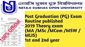NSOU Post Graduation (PG) Exam Routine published 2019 Theory exam (MA /MSc /MCom /MSW /MLIS)  !!
