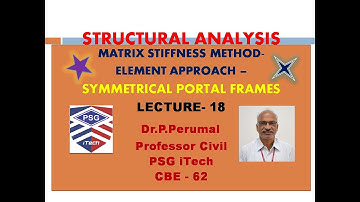 Lecture : 18  Matrix Stiffness Method -  SYMMETRICAL Portal Frames