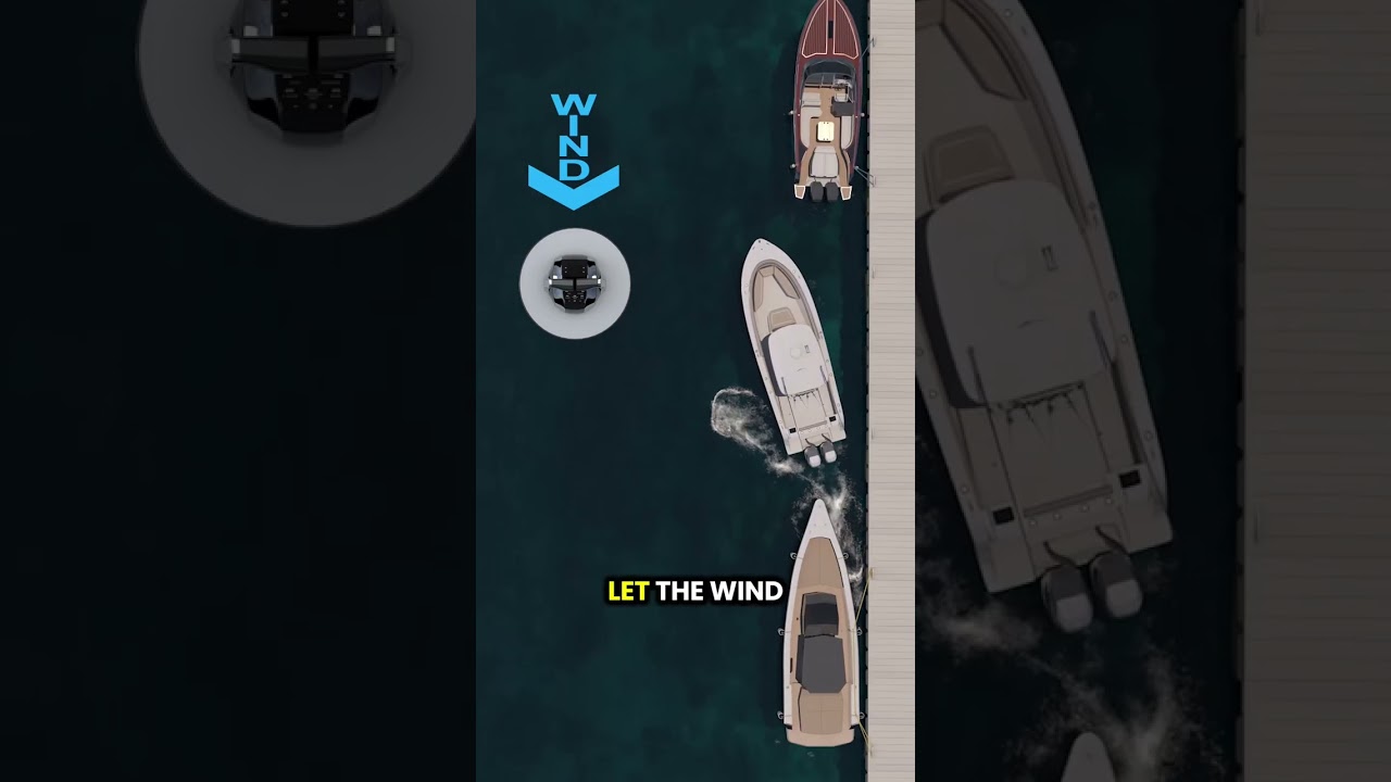 Leaving a T-Head or Fuel Dock with the wind blowing over the bow. (Twin Outboard Boat) #boat