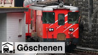 Bahnhof Göschenen an der GotthardBahn + seltene symmetrische DreiwegWeiche