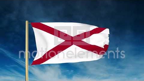 Alabama Flag Slider Style. Waving In The Win With Cloud Background Animation Stock Animation