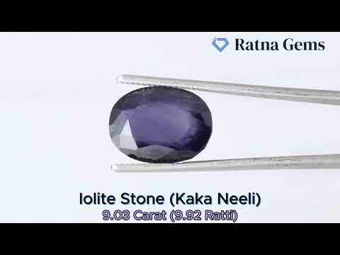Product Video for: Iolite Stone (Kaka Neeli Stone) 9.03 Carat (9.92 Ratti) Oval Mix Cut - Certified Natural