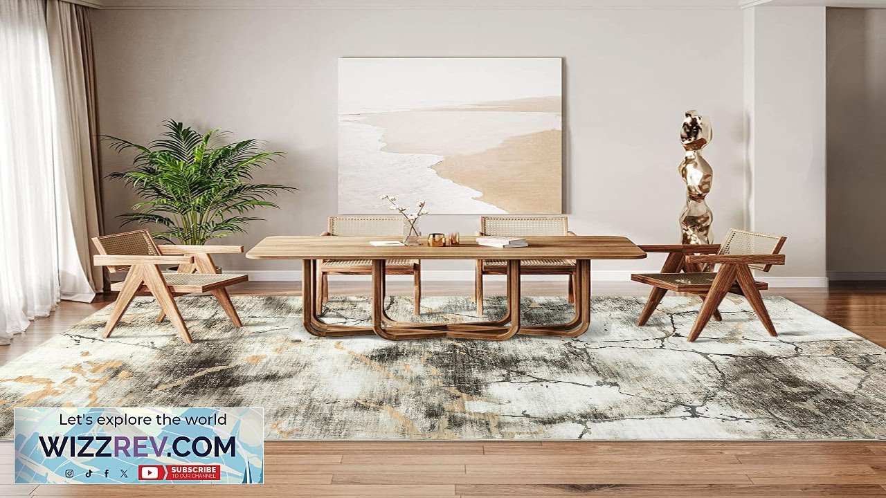 Garvee Washable Area Rug 5x7 Contemporary Abstract Rug for Bedroom with Non