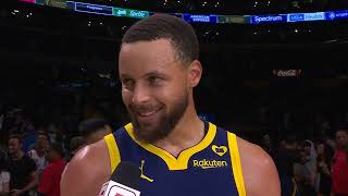 Stephen Curry talks LeBron \& Warriors Win vs Lakers, Postgame Interview 🎤