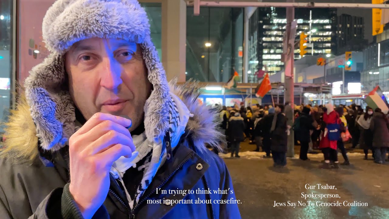 (News) Israel-Hamas ceasefire rally, Toronto, Jan. 16, '25