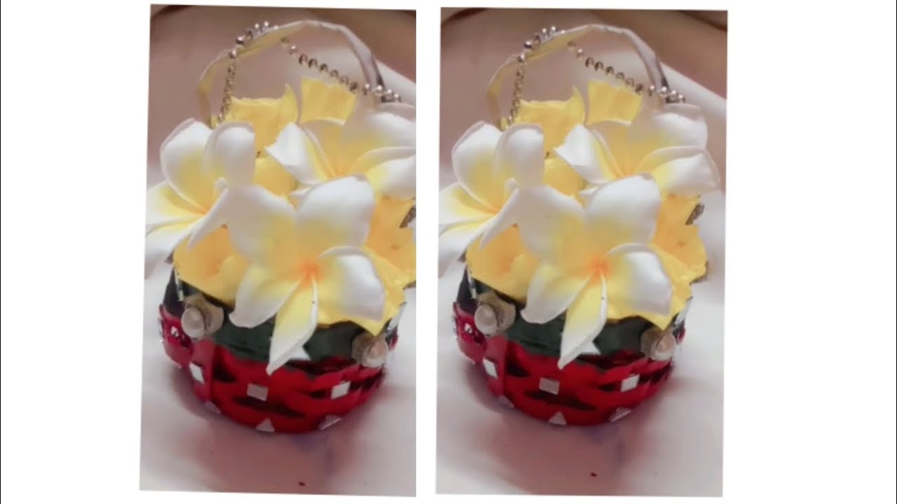 How to make mini paper flower basket 🌺🗑️/ mini flower basket/ paper flower /paper craft YouTube