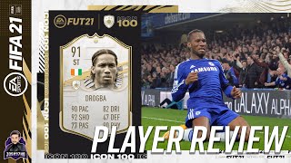 BEST ICON STRIKER IN FIFA 21 91 PRIME ICON DIDIER DROGBA PLAYER REVIEW FIFA 21 ULTIMATE TEAM