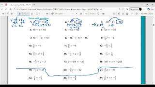 Grade 9 lesson 2-2 solving one step equations 