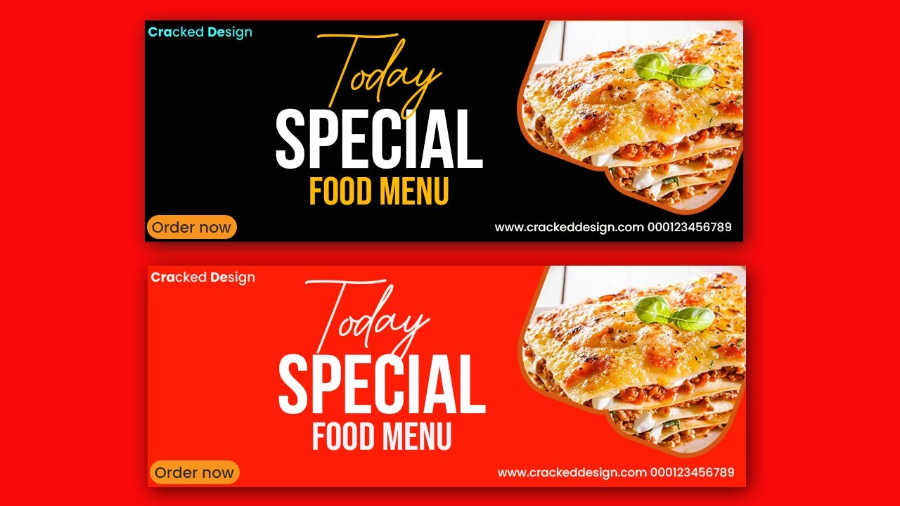 Food Restaurant Facebook Cover Designll Photoshop Tutorial ll Cracked Design ll