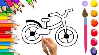 How To Draw cute Bicycle Drawing, Painting & Coloring For Kids and Toddlers_🌈🎨