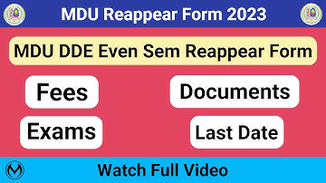 MDU Regular/ Distance Even Semester  Reappear Form 2023 | MDU UG/PG Reappear Form 2023 |