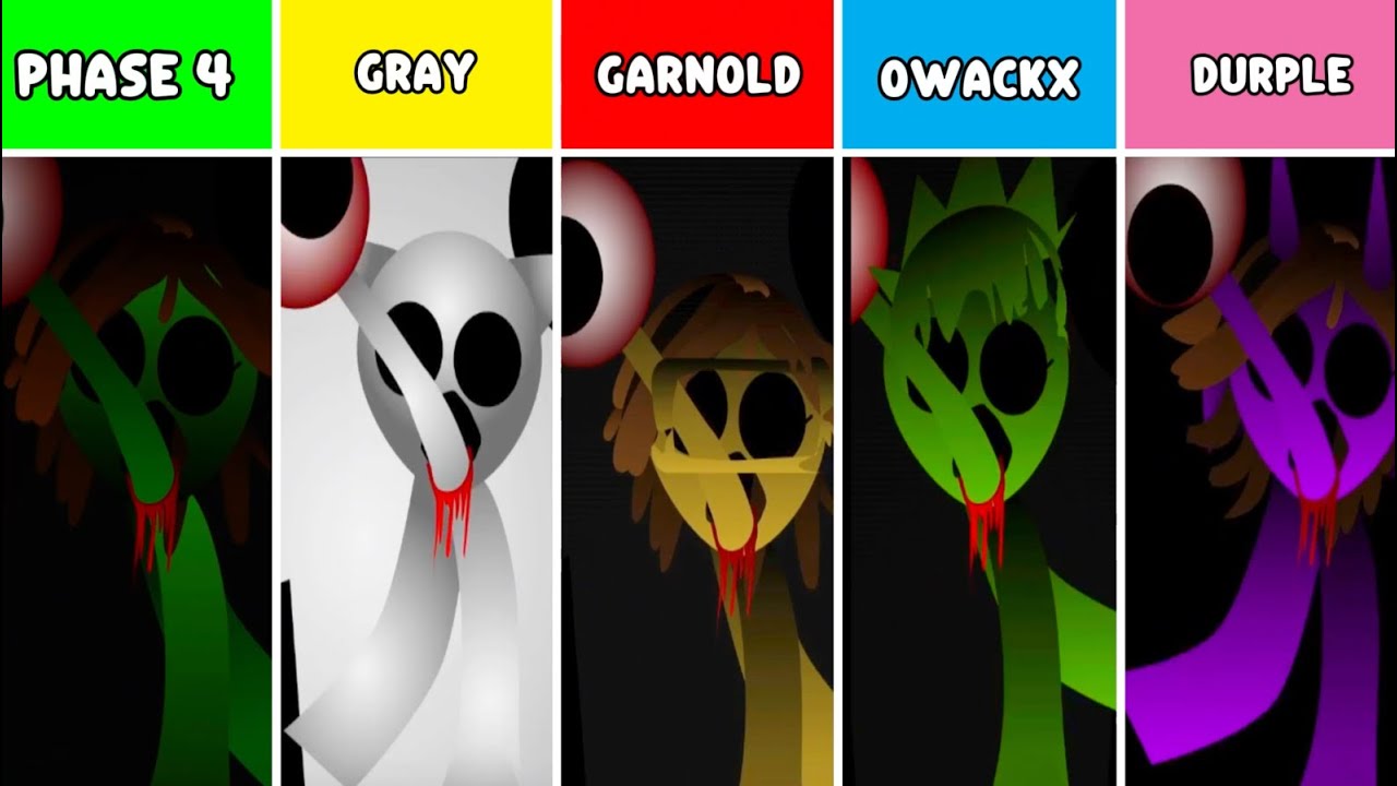 Phase 4 But Everyone Is GRAY Vs GARNOLD Vs OWACKX Vs DURPLE (Best Mod) In Incredibox Sprunki