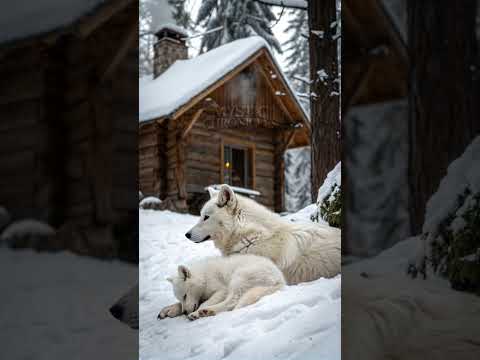 Lapland’s Secret: The Majestic Snow-White Wolf and Her Cub You Must See! #wolf #lapland #animals
