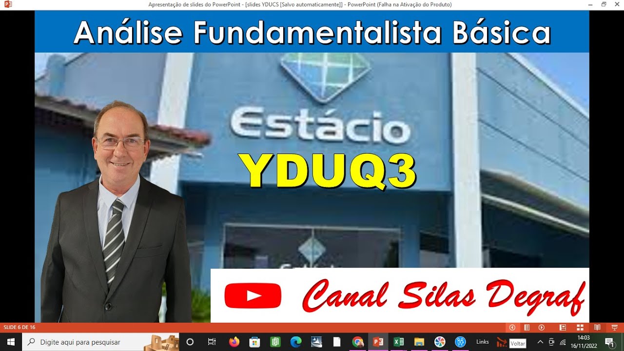 YDUQ3 - YDUQS PARTICIPAÇÕES S/A. ANÁLISE FUNDAMENTALISTA BÁSICA . PROF. SILAS DEGRAF