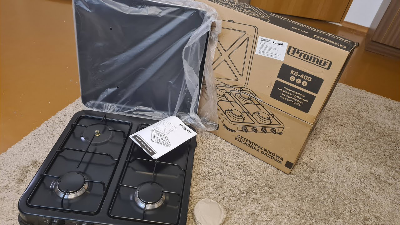Unboxing 4-burner gas stove cooker Promis KG-400 KG400C