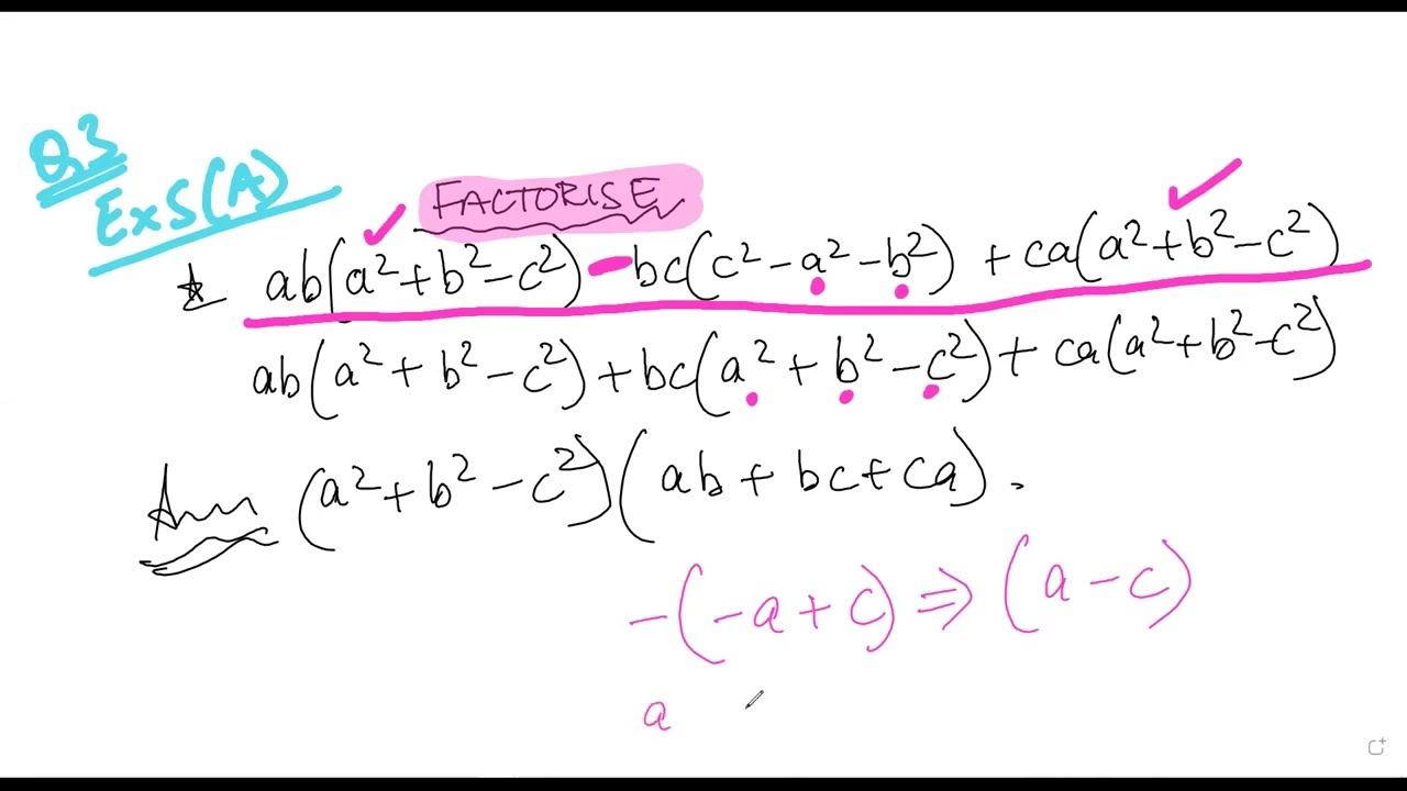 Q3 Ex5a Factorise Simplify Solve Ab B2 C2 C2 B2 Ca B2 C2 Taking Out Common Factors Youtube
