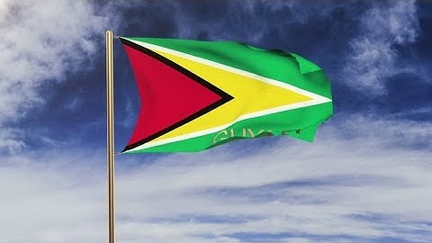 4K Guyana flag with title waving in the wind. Looping sun rises style. Animation loop Stock video