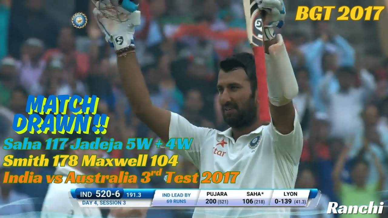 India vs Australia 3rd Test 2017 Ranchi | Pujara 202, Smith 178 & Jadeja Spins | BGT